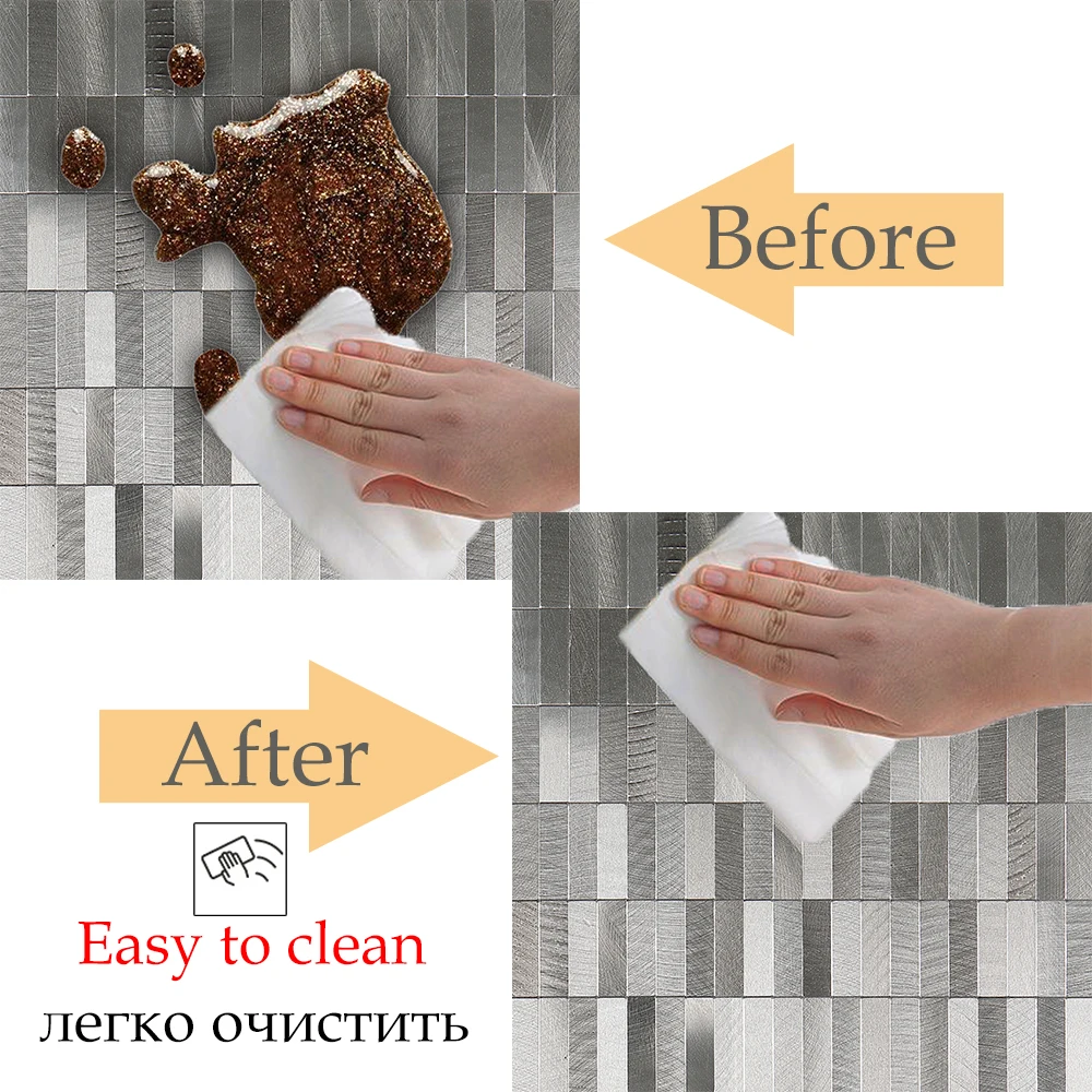 Wholesale 5 Sheets Peel and Stick Kitchen Wall Tiles Backsplash 12 Inch Oil-proof Subway 4MM Alloy Wall Sticker Easy To Clean
Wholesale 5 Sheets Peel and Stick Kitchen Wall Tiles Backsplash 12 Inch Oil-proof Subway 4MM Alloy Wall Sticker Easy To Clean
