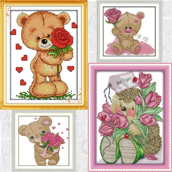 Joy Sunday the Little Bear Sending Flower Series Canvas DMC Counted Chinese Cross Stitch Kits Printed Embroidery set Needlework
Joy Sunday the Little Bear Sending Flower Series Canvas DMC Counted Chinese Cross Stitch Kits Printed Embroidery set Needlework