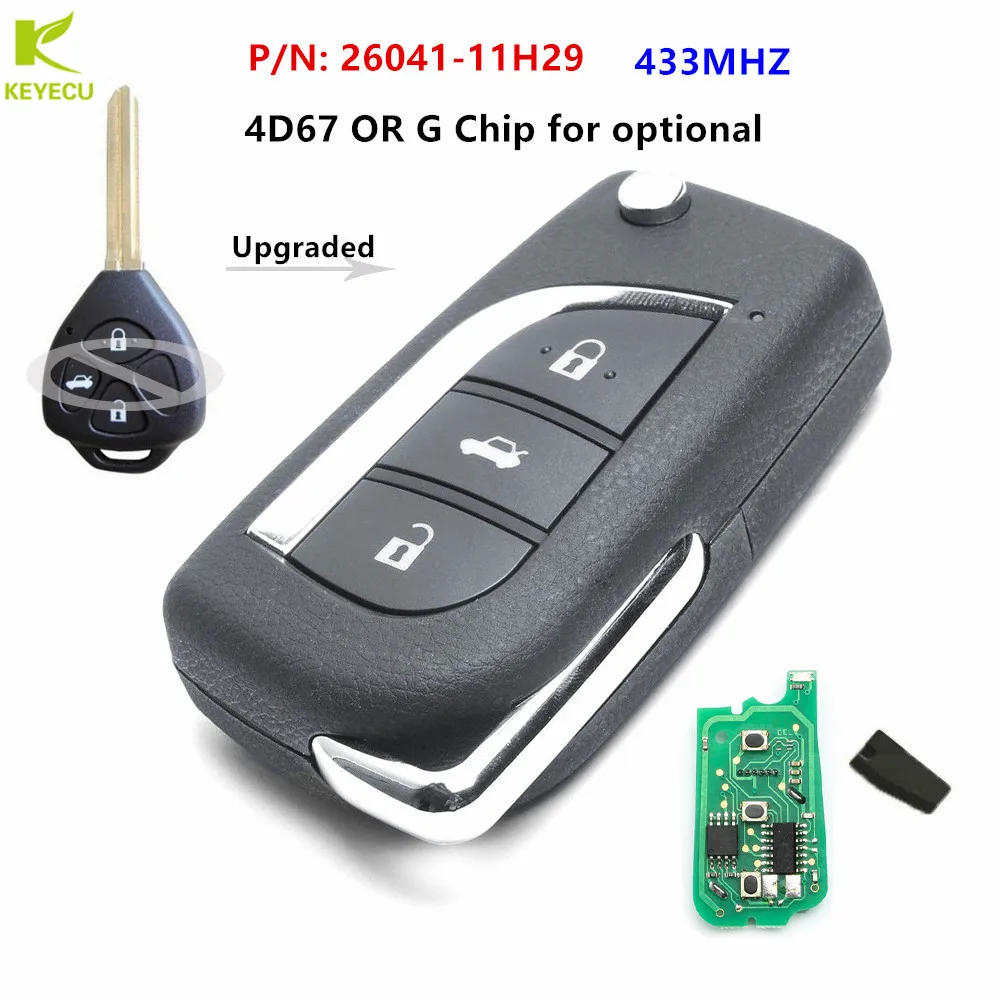 KEYECU Upgraded Remote Car Key 3 Buttons 433MHz 4D67/G Chip for Toyota COROLLA P/N: 26041-11H29
KEYECU Upgraded Remote Car Key 3 Buttons 433MHz 4D67/G Chip for Toyota COROLLA P/N: 26041-11H29