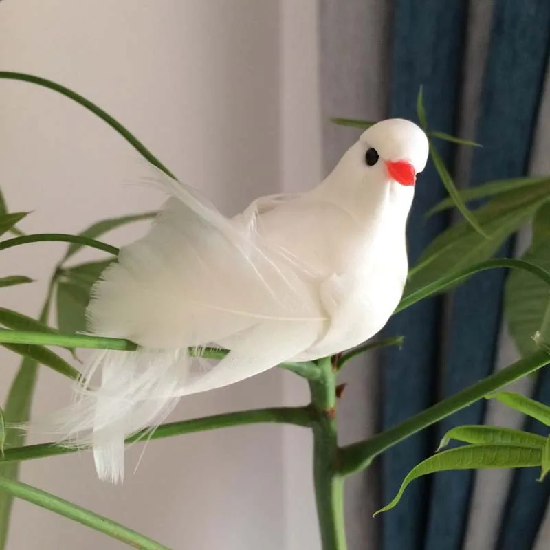 

12PCS 9.5*3*4CM Foam Feather Mini Dove Artificial White Birds With Magnet,Decorations For Christmas,Wedding,Bird Home Ornaments