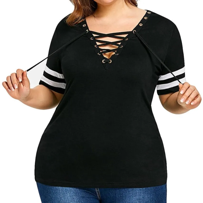 Womens V Neck Over Size Tops XL-5XL Short Sleeve Tie up Blouse Curve Appeal Drawstring Shirt Blouse vestidos verano 2019 #5T
Womens V Neck Over Size Tops XL-5XL Short Sleeve Tie up Blouse Curve Appeal Drawstring Shirt Blouse vestidos verano 2019 #5T