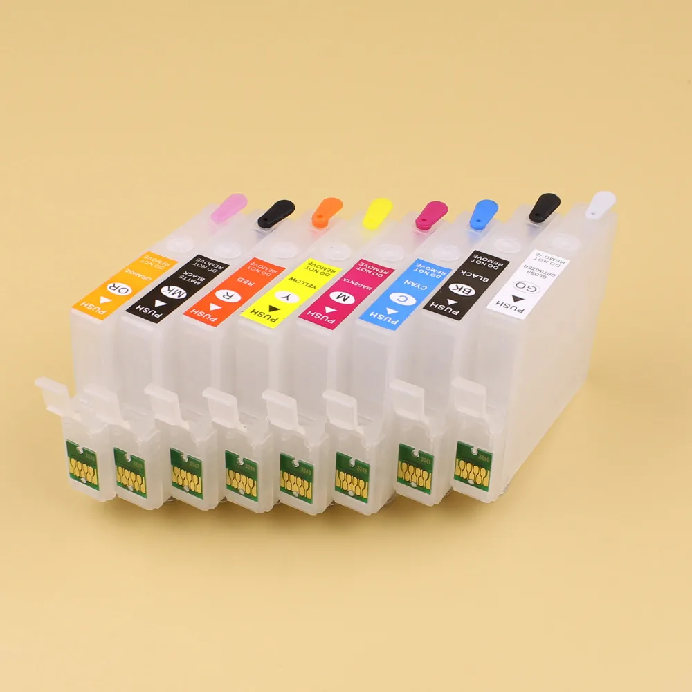 DGYCJLFP T3240-T3249 8pcs/set refillable ink cartridge with ARC chip For Epson P400 printer
DGYCJLFP T3240-T3249 8pcs/set refillable ink cartridge with ARC chip For Epson P400 printer