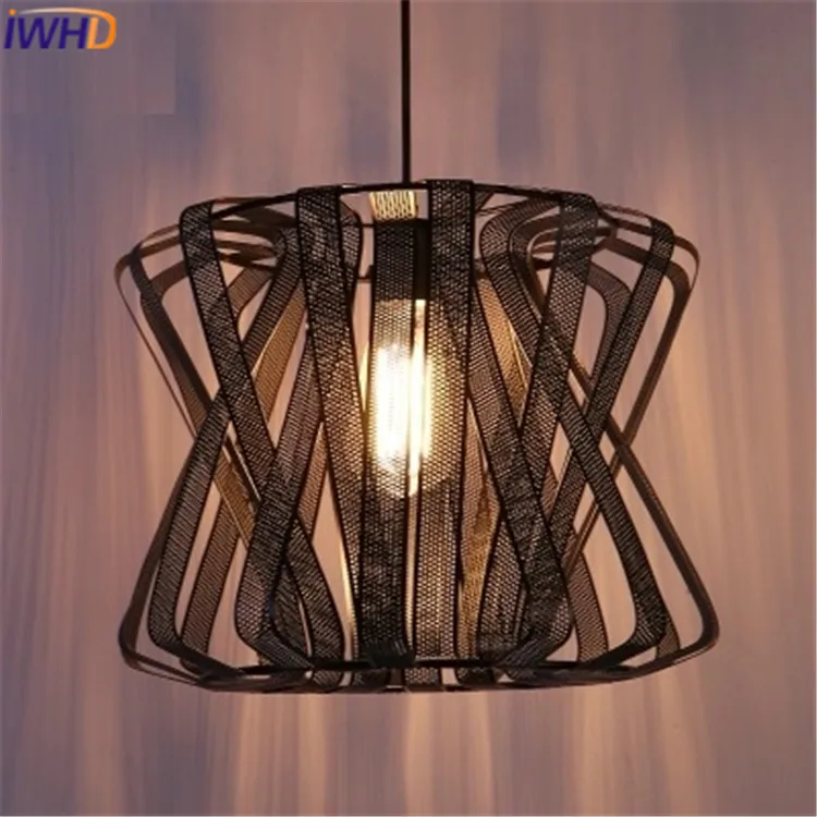 

IWHD Retro Vintage Pendant Lights Black Iron Lampshade Loft Style Pendant Lamps E27 110V 220V for Dinning Room Home Lighting