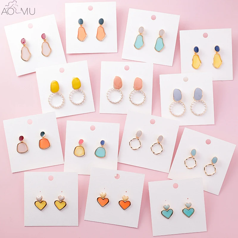 AOMU 2019 New Summer Colorful Enamel Metal Acrylic Geometric Round Love Heart Pearl Stud Earrings for Women Girl Party Jewelry
AOMU 2019 New Summer Colorful Enamel Metal Acrylic Geometric Round Love Heart Pearl Stud Earrings for Women Girl Party Jewelry