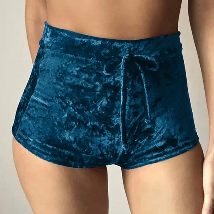 2017 Women Velvet Drawstring Shorts Casual High Waist Spring Summer Sexy Skinny Short Pants FS99 10