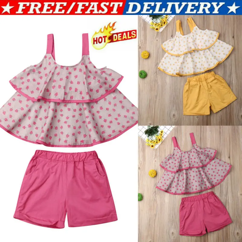 Toddler Kids Baby Girl Outfits Clothes Floral Sleeveless Vest T-shirt+Shorts Set Summer Princess Costume Kids Fashion 1-7Y
Toddler Kids Baby Girl Outfits Clothes Floral Sleeveless Vest T-shirt+Shorts Set Summer Princess Costume Kids Fashion 1-7Y