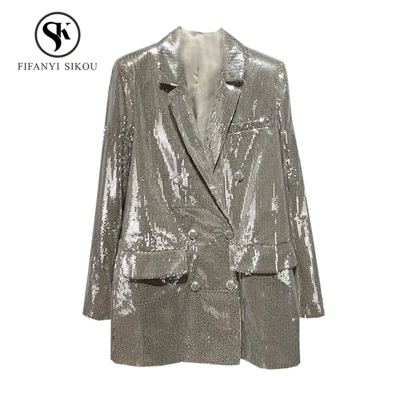2019 New Blazers Women Spring Suit jacket Fashion Sequins Double Breasted Blazer Coat Ladies Long sleeve Casual Blazer Outerwear
2019 New Blazers Women Spring Suit jacket Fashion Sequins Double Breasted Blazer Coat Ladies Long sleeve Casual Blazer Outerwear