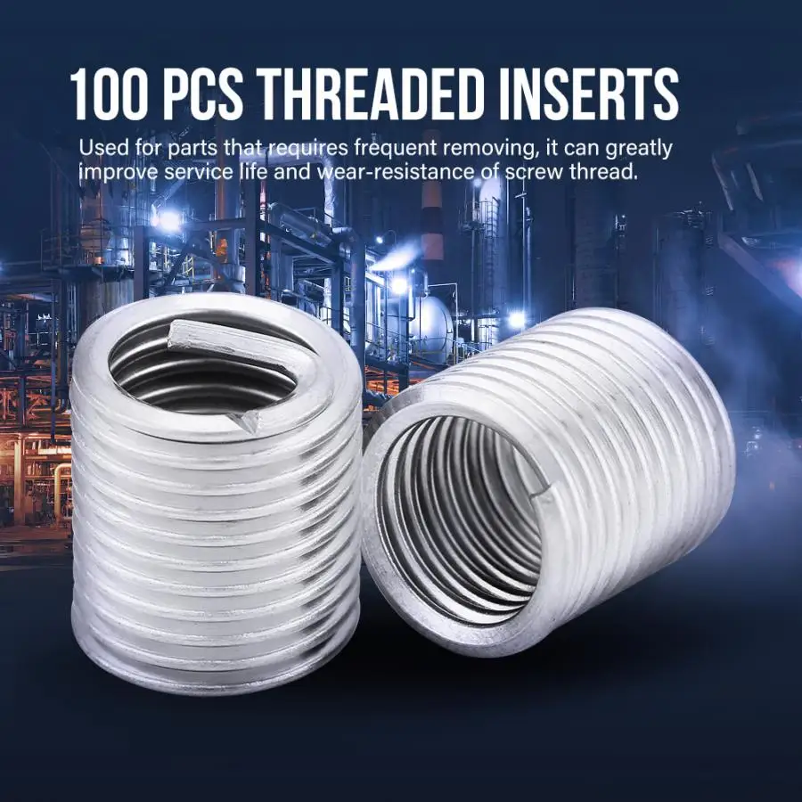 100Pcs/Lot Coiled Wire Insert Stainless Steel 304 Helical Screw Thread Inserts M8x 1.25 x 2D Length Thread Repair Helical Insert
100Pcs/Lot Coiled Wire Insert Stainless Steel 304 Helical Screw Thread Inserts M8x 1.25 x 2D Length Thread Repair Helical Insert