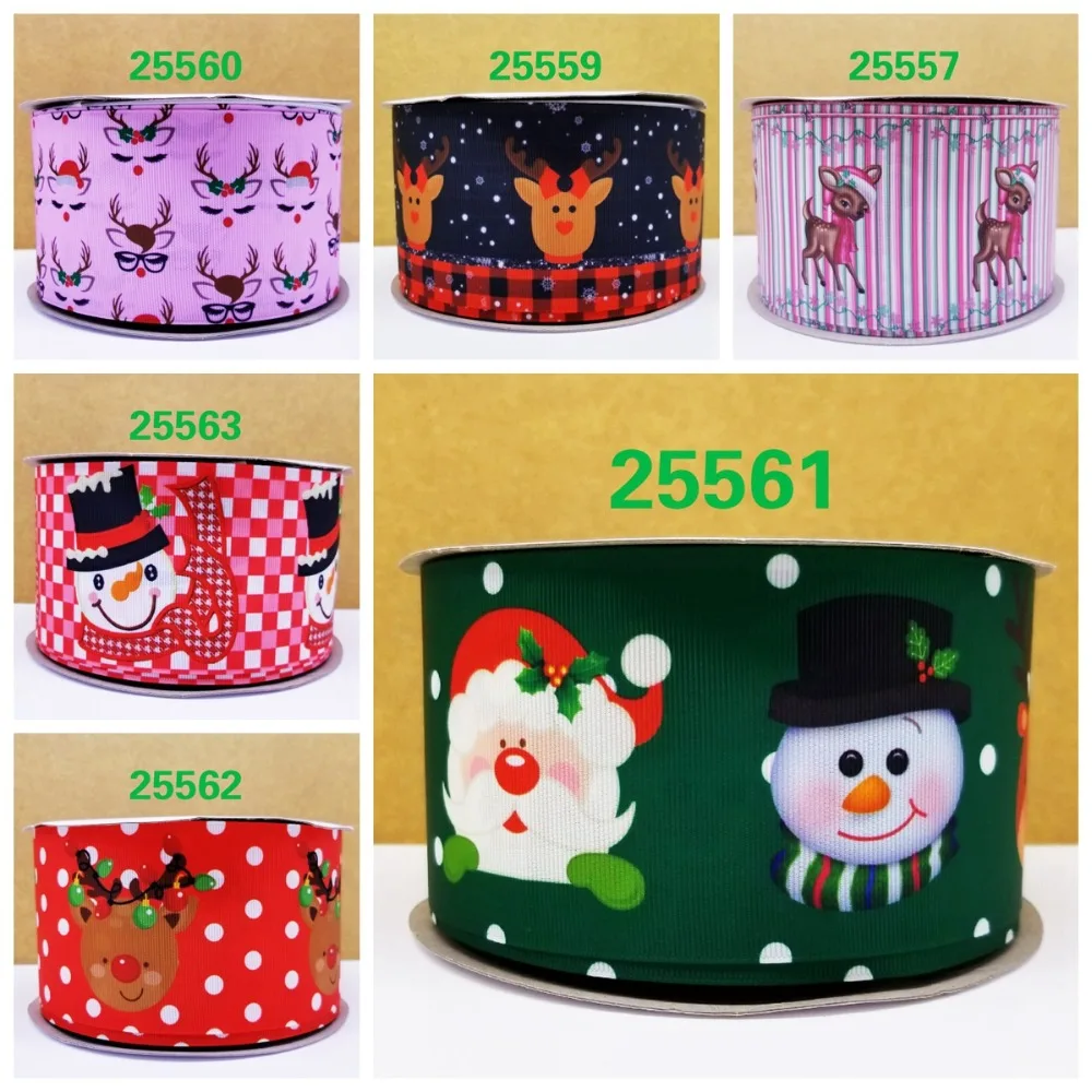 Бесплатная доставка 50 ярдов рождественские печатные grosgrain ленты 25561 | Дом и сад