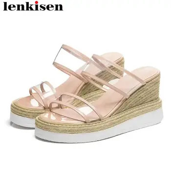 Lenkisen European style gladiator shoes straw decoration slip on platform women sandals peep toe high bottom jelly shoes L97
Lenkisen European style gladiator shoes straw decoration slip on platform women sandals peep toe high bottom jelly shoes L97