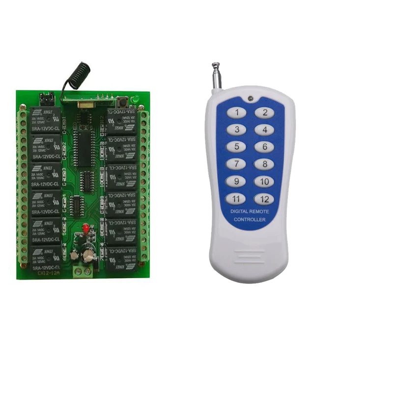 12V 12CH Remote Control Switch RF Wireless Transmitter Receiver Learn Code System receiver transmitter 12CH Relay 315/433 MHz
12V 12CH Remote Control Switch RF Wireless Transmitter Receiver Learn Code System receiver transmitter 12CH Relay 315/433 MHz