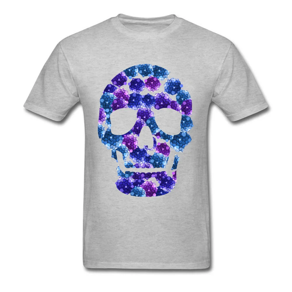 Bacteria Skull Men Classic Design Tops & Tees O Neck VALENTINE DAY Cotton Fabric Tshirts Summer Short Sleeve Tops & Tees Bacteria Skull grey