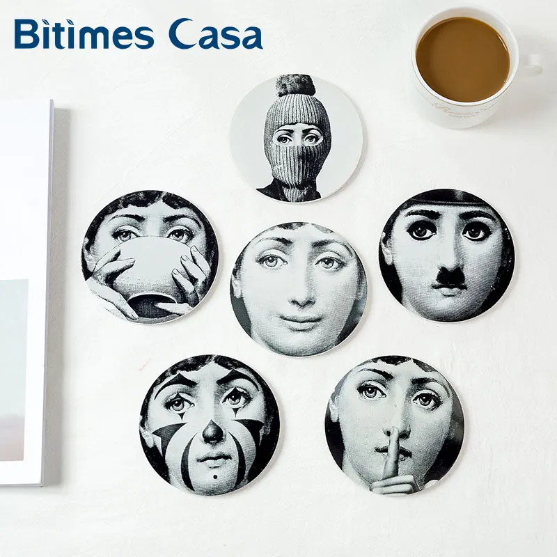 6pcs Set Italian Fornasetti Printing Table Coaster Coffee Cup Mat Coaster Round Shape MDF Wood Material Home Decoration
6pcs Set Italian Fornasetti Printing Table Coaster Coffee Cup Mat Coaster Round Shape MDF Wood Material Home Decoration