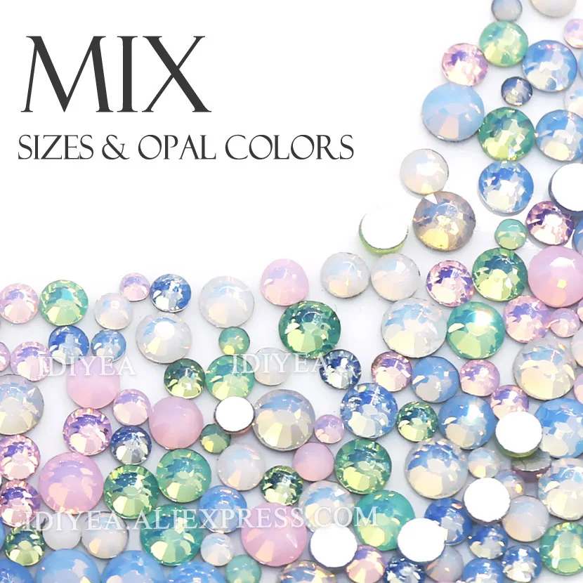 Mix Opal Colors all sizes SS3-SS30 Nail Art Rhinestones for DIY 3D manicure Non hot fix crystals glitters strass stones on nails
Mix Opal Colors all sizes SS3-SS30 Nail Art Rhinestones for DIY 3D manicure Non hot fix crystals glitters strass stones on nails