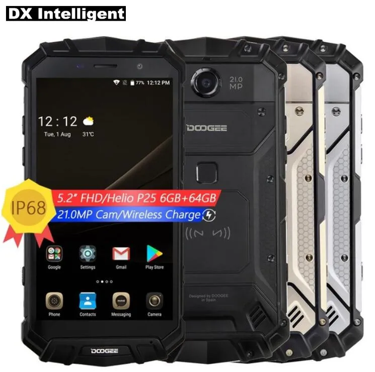DOOGEE S60 5 2 дюйма Беспроводной Charge 5580 mAh 12 V/2A Quick Helio P25 Octa Core Android 7 0 NFC IP68 Водонепроницаемый мобильного
