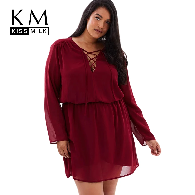 Kissmilk Women Plus Size Criss Cross Front V Neck Pleated Mini Dress Long Sleeve Semi Sheer Dress Large Size Solid Color Dress
Kissmilk Women Plus Size Criss Cross Front V Neck Pleated Mini Dress Long Sleeve Semi Sheer Dress Large Size Solid Color Dress