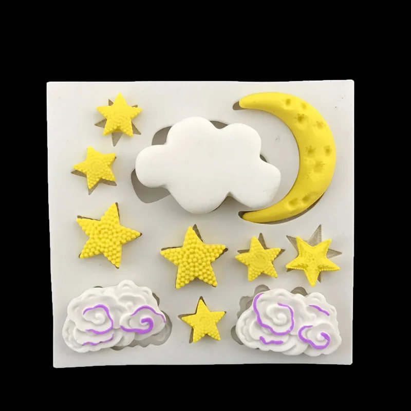Cloud Star Moon silicone mold fondant mold cake decorating tools chocolate gumpaste mold H148
Cloud Star Moon silicone mold fondant mold cake decorating tools chocolate gumpaste mold H148