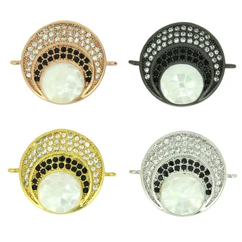 16mm Moon Sun Charm Micro Pave Natural Off White Abalone Black Shell CZ 2 Loops Coin Beads Connector For Jewelry DIY Material
16mm Moon Sun Charm Micro Pave Natural Off White Abalone Black Shell CZ 2 Loops Coin Beads Connector For Jewelry DIY Material