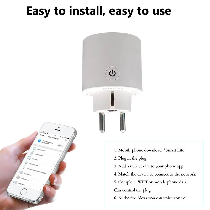 Wifi Smart Power Plug EU Outlet Sockets Remote Voice/APP Control Timing Function Homekit Works with Amazon Alexa Google Home
Wifi Smart Power Plug EU Outlet Sockets Remote Voice/APP Control Timing Function Homekit Works with Amazon Alexa Google Home