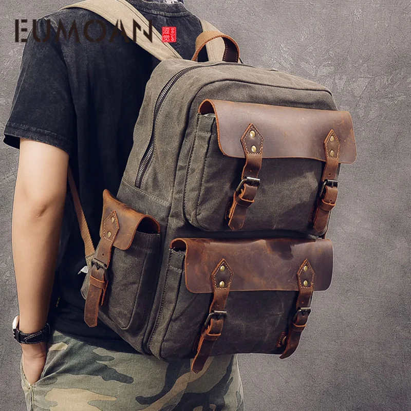 EUMOAN European and American retro canvas shoulder bag, male large capacity outdoor travel backpack, trendy computer bag
EUMOAN European and American retro canvas shoulder bag, male large capacity outdoor travel backpack, trendy computer bag