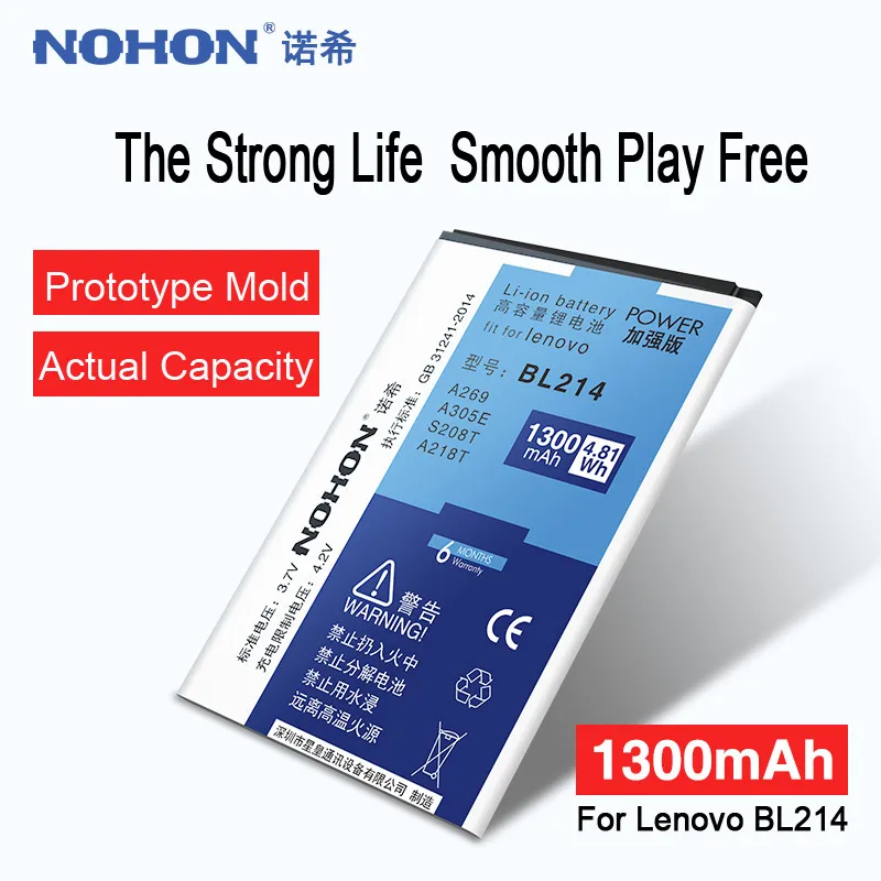 Original NOHON BL214 Phone Battery For Lenovo A316i A316 A269i A369 A308t A66 Replacement Lithium Polymer Bateria Real Capacity
Original NOHON BL214 Phone Battery For Lenovo A316i A316 A269i A369 A308t A66 Replacement Lithium Polymer Bateria Real Capacity