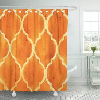 Shower Curtain with Hooks Brown Abstract Quatrefoil Pattern in Watercolor Orange Distressed East Grungy Hand Decorative Bathroom
Shower Curtain with Hooks Brown Abstract Quatrefoil Pattern in Watercolor Orange Distressed East Grungy Hand Decorative Bathroom
