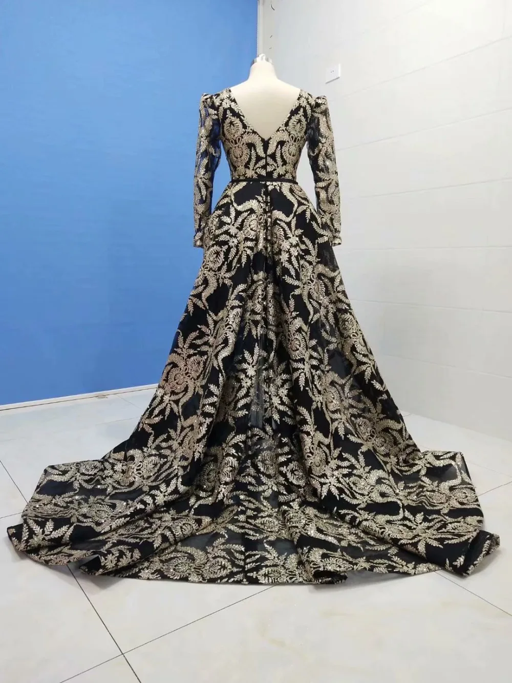 black gold plus size prom dress