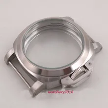 Mais novo Hot 44mm Escovado caixa de aço inoxidável de Alta qualidade de vidro mineral endurecido fit 6497 6498 Relógio movimento Molnija ST36 caso(China)