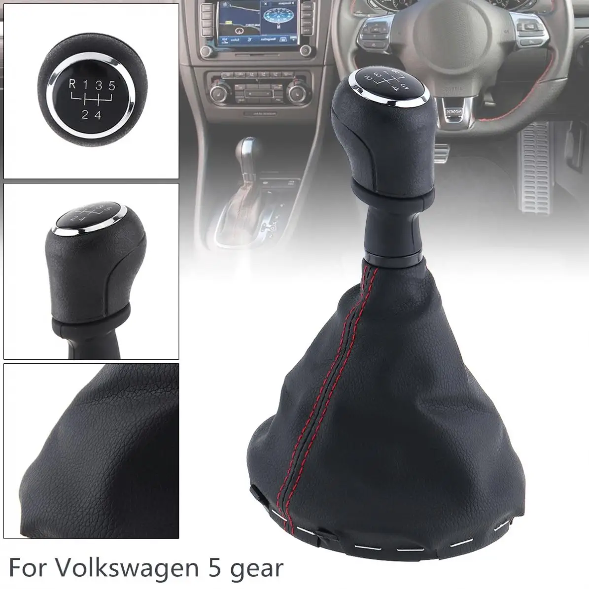 5 Speed Black ABS + PU Leather Car Manual Gear Shift Handball Knob With Dust Cover/Spring/Screw for Volkswagen T5 / T5.1 Gp 
5 Speed Black ABS + PU Leather Car Manual Gear Shift Handball Knob With Dust Cover/Spring/Screw for Volkswagen T5 / T5.1 Gp