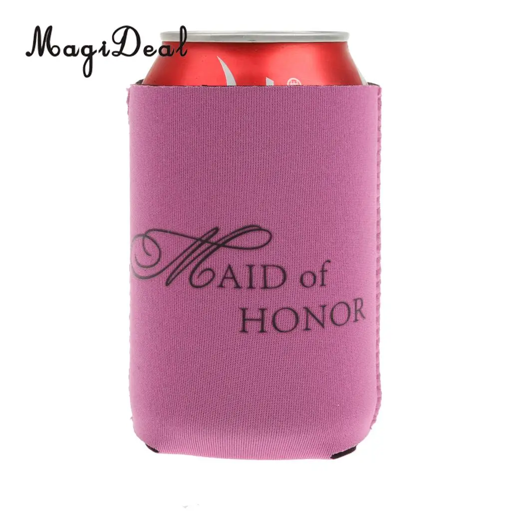 MagiDeal Bride Groom Bridesmaid Maid of Honor Sleeve Protection Insulation Neoprene Can Cooler Hens Night Party Decor