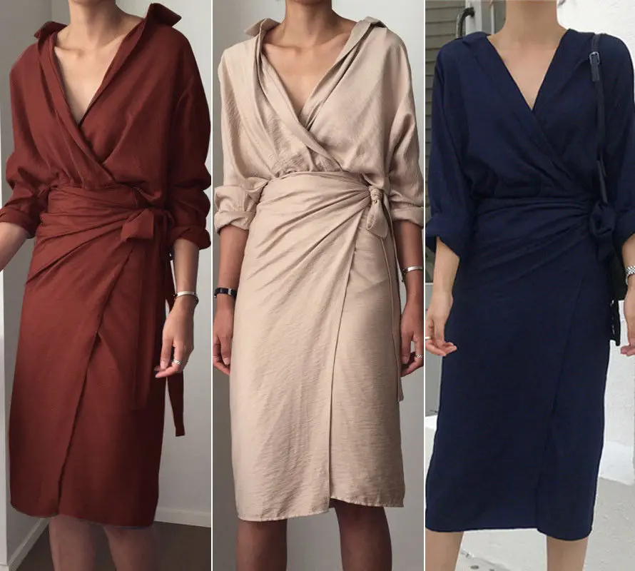 New Women Dress Sexy V-neck Knee Length Dresses Female Bandage Long Sleeve Dress Party Evening Office Lady Daily Clothes
New Women Dress Sexy V-neck Knee Length Dresses Female Bandage Long Sleeve Dress Party Evening Office Lady Daily Clothes