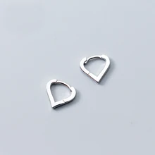 MloveAcc Classico Autentica Al 100% 925 Sterling Silver Piccolo a Forma di Cuore Orecchini A Cerchio per Le Donne Gioielli In Argento Sterling(China)