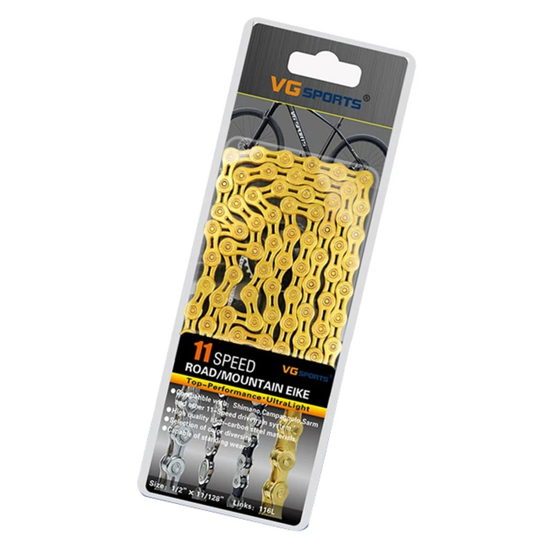 Vg Sports Ultralight 11 Speed Bicycle Chain Bike Chain 116L Mountain Mtb Road Bike Chains--11S Half Hollow Gold sram crankset #8
Vg Sports Ultralight 11 Speed Bicycle Chain Bike Chain 116L Mountain Mtb Road Bike Chains--11S Half Hollow Gold sram crankset #8