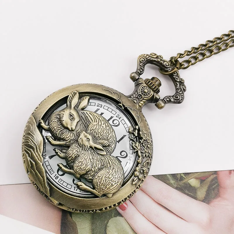 Retro Rabbit Pocket Watches Vintage Antique Necklace Fob Chain Alloy Quartz Sweater Chain for Men Women CF1087
Retro Rabbit Pocket Watches Vintage Antique Necklace Fob Chain Alloy Quartz Sweater Chain for Men Women CF1087