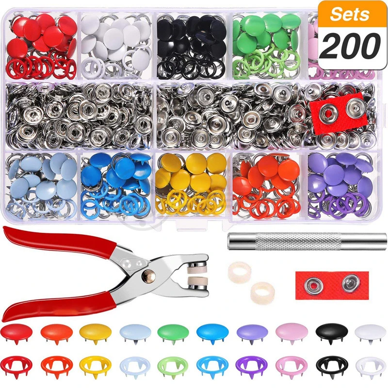 200Pcs Multicolor Prong Snap Buttons + 1pc Plier Metal Fasteners Press Stud Installation Tools For Baby Clothes 9.5mm
200Pcs Multicolor Prong Snap Buttons + 1pc Plier Metal Fasteners Press Stud Installation Tools For Baby Clothes 9.5mm