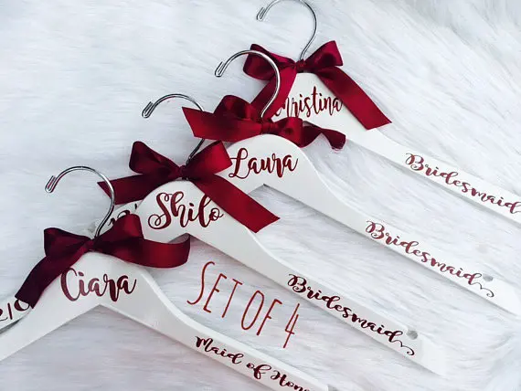 Set of 4 Personalized wedding bridesmaid dress hangers with names Bridal shower maid of honor Hanger party gifts favors
Set of 4 Personalized wedding bridesmaid dress hangers with names Bridal shower maid of honor Hanger party gifts favors