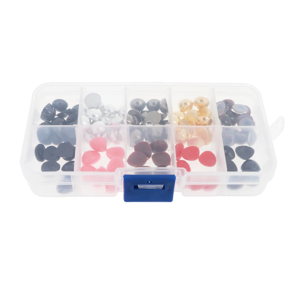 150pcs/ box Safety Dolls Nose Eyes for Puppet Bear Doll Plush Stuffed Animal Felting Toy Craft in Assorted Size Color - 10mm Eye
