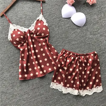PKSAQ autumn Women Sexy Silk Pajamas Sets With Shorts Female Satin Lace Backless Pyjama Flower Print Pijama With Chest Pads
PKSAQ autumn Women Sexy Silk Pajamas Sets With Shorts Female Satin Lace Backless Pyjama Flower Print Pijama With Chest Pads