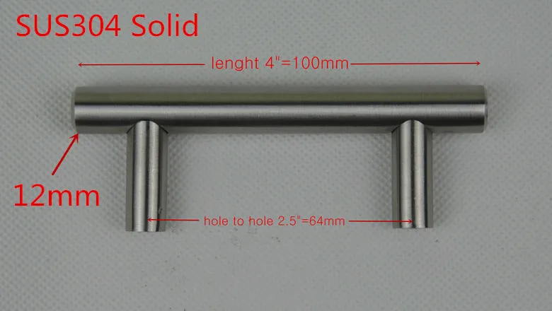 SUS304 Solid (Diameter 12mm,Length:100mm) 4" Furniture Hardware Kitchen Cabinet Bar Pull Handle Stainless Steel T Handles
SUS304 Solid (Diameter 12mm,Length:100mm) 4" Furniture Hardware Kitchen Cabinet Bar Pull Handle Stainless Steel T Handles