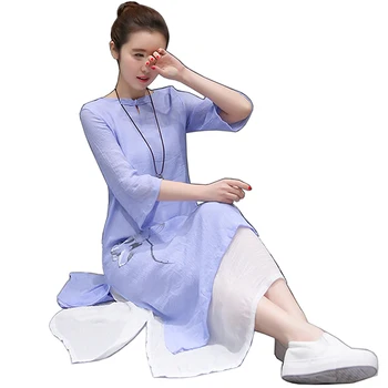 Women Vintage cotton Linen Dress Fake two pieces 2019 Summer long Dress Casual Loose Party Print Ruffles Long Vestidos Hot Sale
Women Vintage cotton Linen Dress Fake two pieces 2019 Summer long Dress Casual Loose Party Print Ruffles Long Vestidos Hot Sale