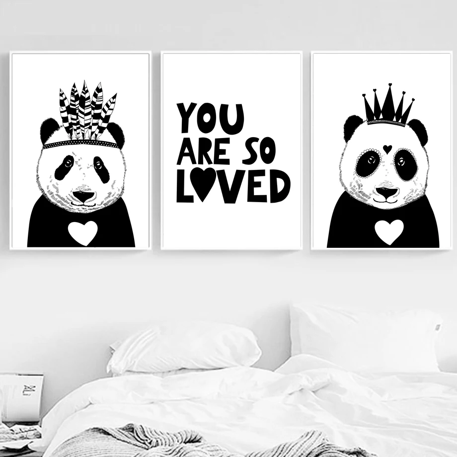 Cute Panda Crown Feather Wall Art Canvas Painting Nordic Posters And Prints Black White Wall Pictures Kids Room Nursery Decor
Cute Panda Crown Feather Wall Art Canvas Painting Nordic Posters And Prints Black White Wall Pictures Kids Room Nursery Decor