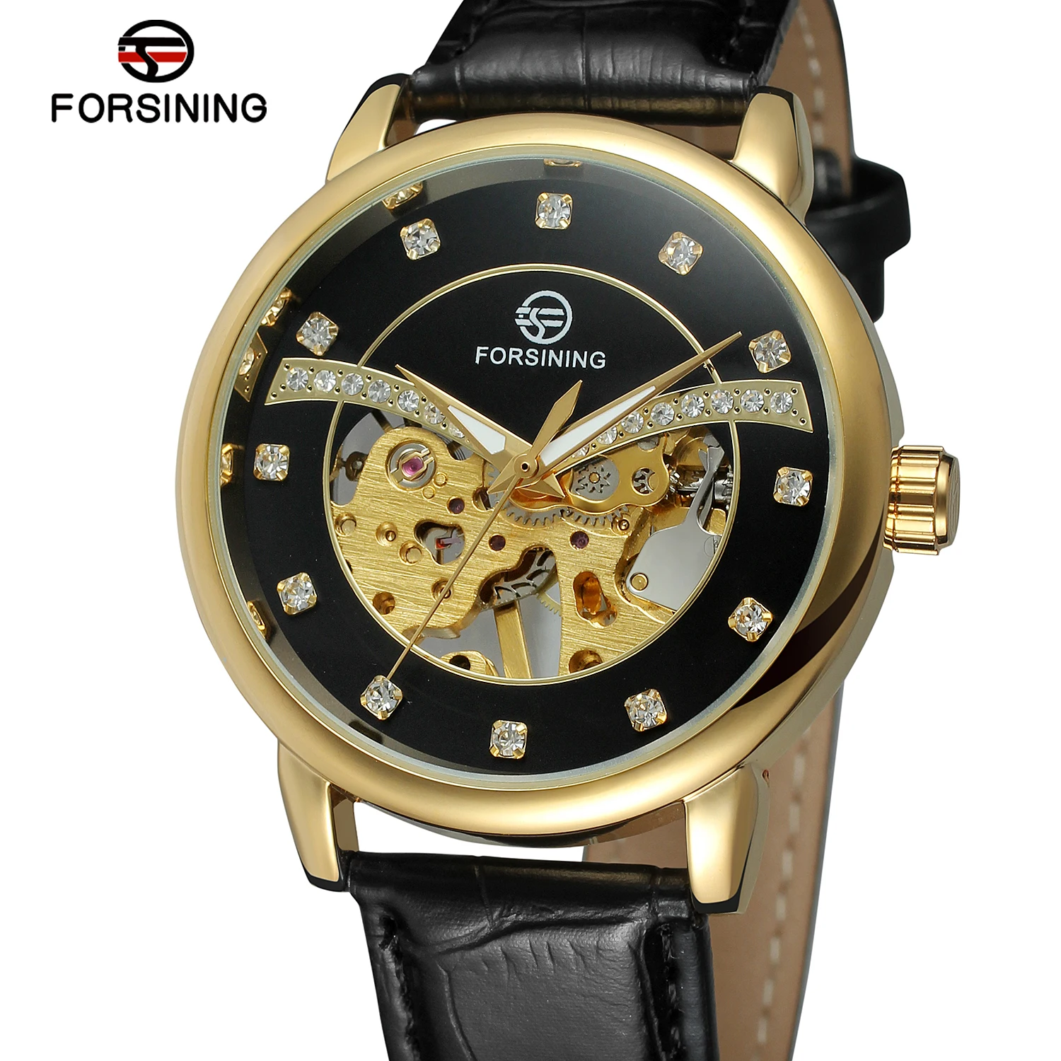 Forsining Top Brand Diamond Display Transparent Case Luxury Gold Clock Mechanical Skeleton Watch Men Fashion Leather WristWatch
Forsining Top Brand Diamond Display Transparent Case Luxury Gold Clock Mechanical Skeleton Watch Men Fashion Leather WristWatch