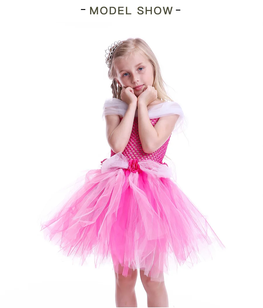 Princess Girls Sleeping Beauty Tulle Tutu Dress Children Fancy Cosplay Aurora Clothes Kids Halloween Birthday Party (5)