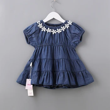 Top Quality Baby Girl Summer Dress Lace Flower Denim Casual Dress Girls Infant Princesss Dresses Clothing
Top Quality Baby Girl Summer Dress Lace Flower Denim Casual Dress Girls Infant Princesss Dresses Clothing