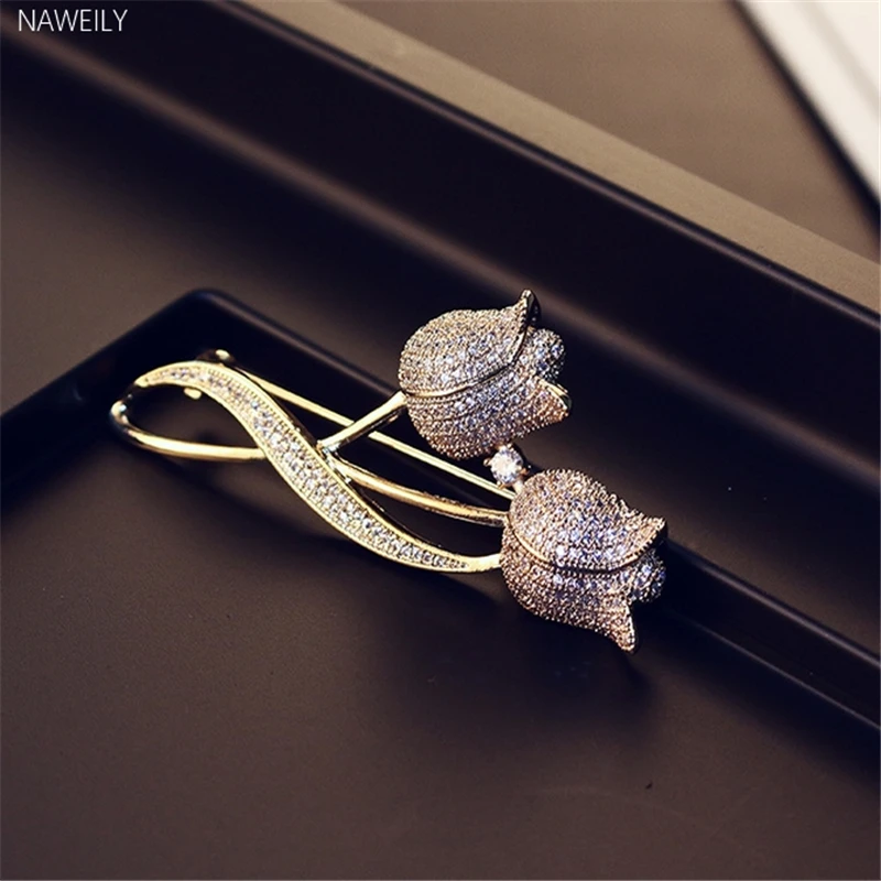 Elegant Gold Color Tulip Cubic Zircon Brooch Pins Scarves Cloth Collar Pin Women Jewelry Fashion Flower Brooches Coat Pins
Elegant Gold Color Tulip Cubic Zircon Brooch Pins Scarves Cloth Collar Pin Women Jewelry Fashion Flower Brooches Coat Pins