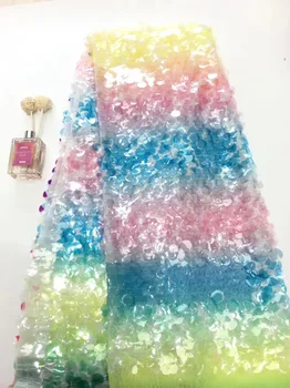 4 colors (5yards/pc) colorful African French net lace fabric with allover big round shape sequins for fashion party dress FZZ246 
4 colors (5yards/pc) colorful African French net lace fabric with allover big round shape sequins for fashion party dress FZZ246