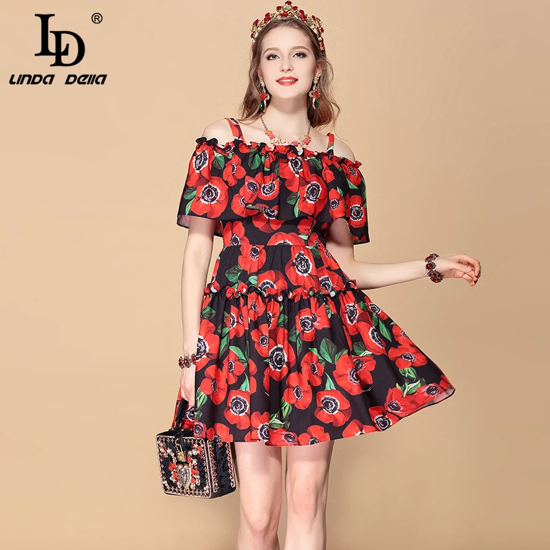 LD LINDA DELLA 2019 Fashion Runway Holiday Summer Dress Women's Spaghetti Strap Ruffles Floral Print Vintage Elegant Dress
LD LINDA DELLA 2019 Fashion Runway Holiday Summer Dress Women's Spaghetti Strap Ruffles Floral Print Vintage Elegant Dress