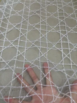 new french net lace with glued glitter top selling embroidery african tulle mesh fabric for SH-306 wedding dress
new french net lace with glued glitter top selling embroidery african tulle mesh fabric for SH-306 wedding dress