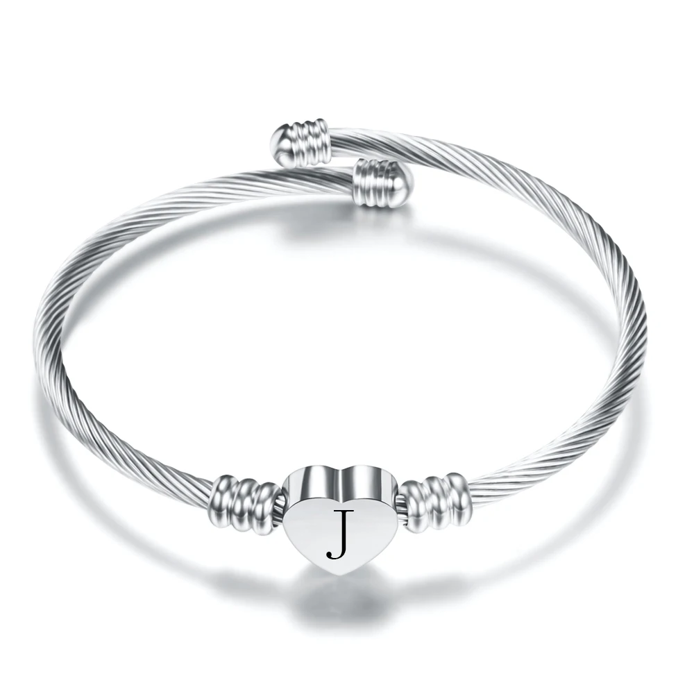 Fashion Heart Charm Bangle With Initial Alphabet Letter Engrave High Quality Women Jewelry Cuff Bangles Wholesale For Party Gift
Fashion Heart Charm Bangle With Initial Alphabet Letter Engrave High Quality Women Jewelry Cuff Bangles Wholesale For Party Gift