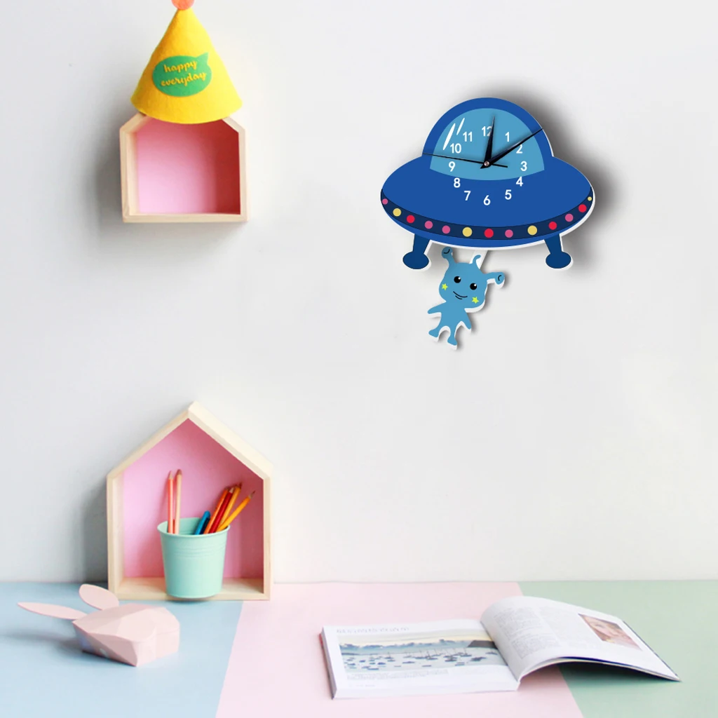 Japanese Adorable Pendulum Clock Funny Crafts Swinging Tail Wall Clock Kit for Kid's Nursery Children's Bedroom Decor